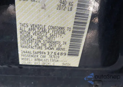 2015 Nissan Altima 2.5/2.5 S/2.5 Sl/2.5 Sv from USA, damaged, VIN 1N4AL3AP9FN375489